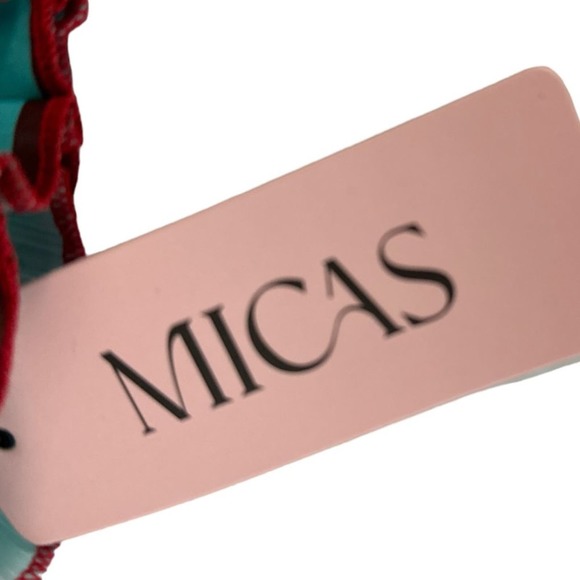 NWT Micas Top Pants Set Multicolored Stripes Knot Front Tube Top Wide Leg - Picture 7 of 11